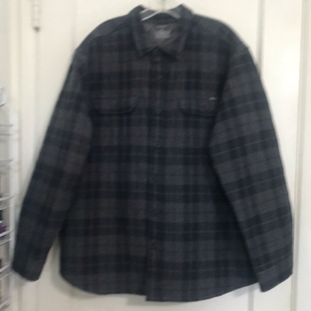 ✔️Eddie Bauer Men's Dark Gray Plaid Button-Up Jacket 🧔🏻‍♂️